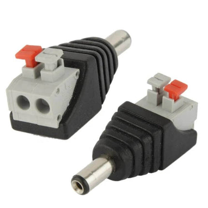 DC Power Male Jack To ScrewDown Connector For LED Controller – 5.5x2.1mm plug with 2‑pole screw‑down terminal for quick LED controller wiring