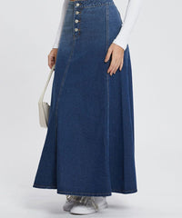 Button-Fly Hight Rise Denim Skirt