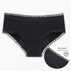 Extra Large Leak-Proof Cotton Ladies Underwear with Four-Layer Protection in Black