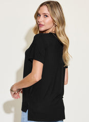 Basic Bae Full Size V-Neck High-Low T-Shirt