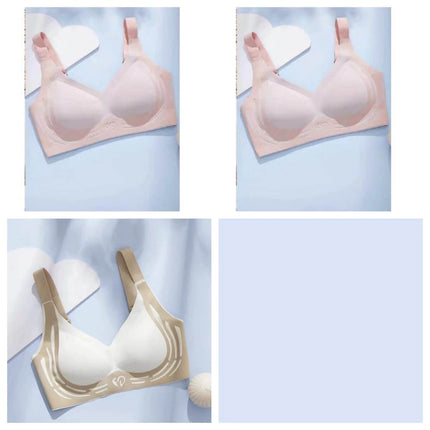 Comfortable Plus-Size Sports Bra with Soft Adjustable Support for Active Wear - plus-size nylon soft adjustable support bra in pink and cream white, sizes M-4XL