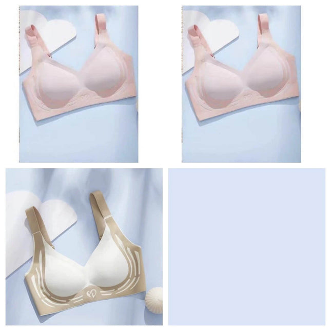 Comfortable Plus-Size Sports Bra with Soft Adjustable Support for Active Wear - plus-size nylon soft adjustable support bra in pink and cream white, sizes M-4XL