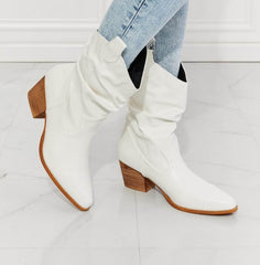 MMShoes Better in Texas Scrunch Cowboy Boots in White