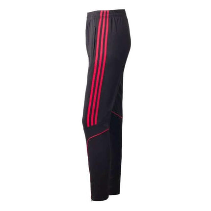 Dema Men's Straight Leg Leisure Pants for Running and Casual Wear black straight-leg polyester pants with red side stripes
