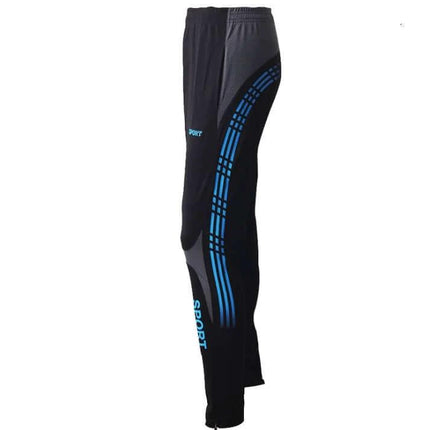Dema Men's Straight Leg Leisure Pants for Running and Casual Wear - black straight-leg polyester running pants with blue side stripes