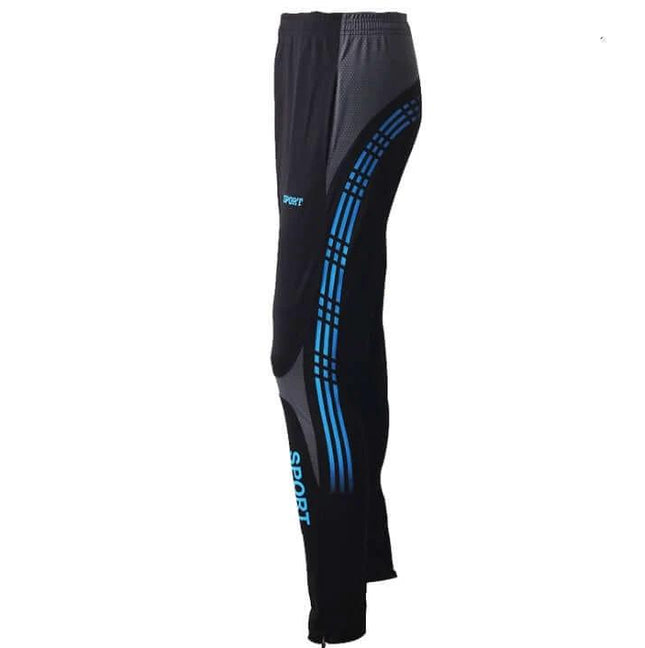 Dema Men's Straight Leg Leisure Pants for Running and Casual Wear - black straight-leg polyester running pants with blue side stripes