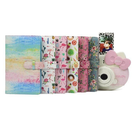 Dessert Pattern 3-Inch Mini Photo Album, PU DIY Insert, 32 Pages with colorful dessert-print PU covers holding 3-inch photos for gifts and travel