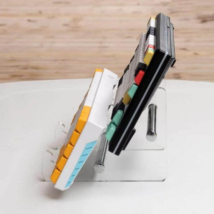 Detachable Keyboard Stand for Everyday Desk Setup at Home - clear 3mm acrylic compact stand holding two mechanical keyboards for tidy ergonomic desk