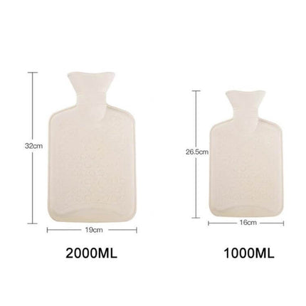 Detachable Rubber Hot Water Bottle Cover 2000ml Pink Rabbit showing 2000ml size with 32x19cm dimensions and removable velvet lining