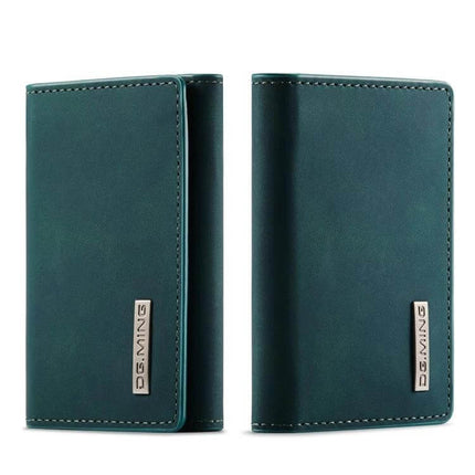 DG.MING Leather Card Wallet For Everyday Use At Home And On The Go - teal genuine leather card wallet with magnetic closure
