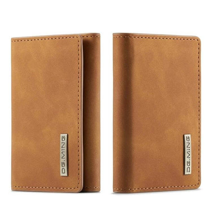DG.MING Leather Card Wallet For Everyday Use At Home And On The Go in tan genuine leather with magnetic closure, slim card organizer protecting cards during travel