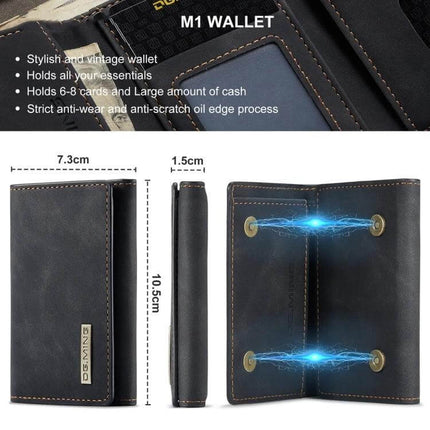 DG.MING Leather Card Wallet For Everyday Use At Home And On The Go - genuine leather magnetic card wallet, slim vintage design, holds 6-8 cards and cash