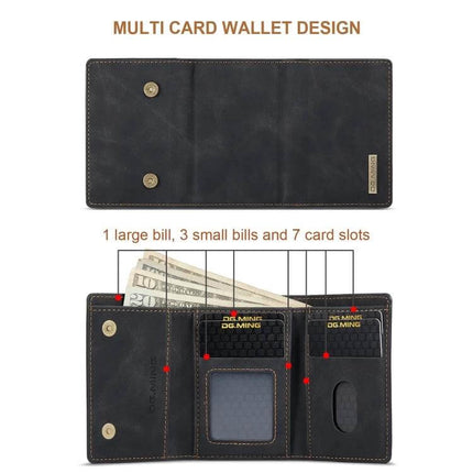 DG.MING Leather Card Wallet For Everyday Use At Home And On The Go - genuine leather multi-card wallet with magnetic closure, 7 card slots and bill compartments