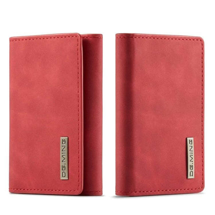 DG.MING Leather Card Wallet For Everyday Use At Home And On The Go - red genuine leather card wallet with magnetic closure, compact travel and daily organizer