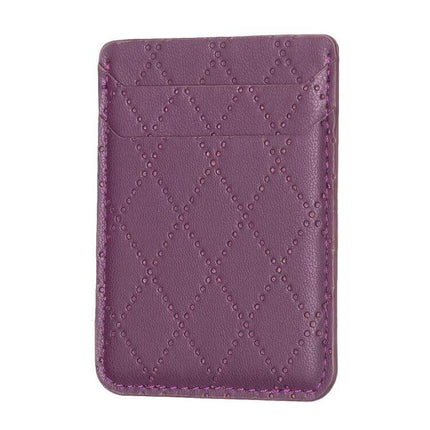 Diamond Lattice Card Bag Slim PU Leather For Phone purple diamond lattice card holder with adhesive back and two card slots