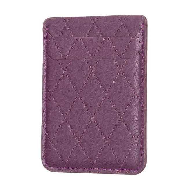 Diamond Lattice Card Bag Slim PU Leather For Phone purple diamond lattice card holder with adhesive back and two card slots