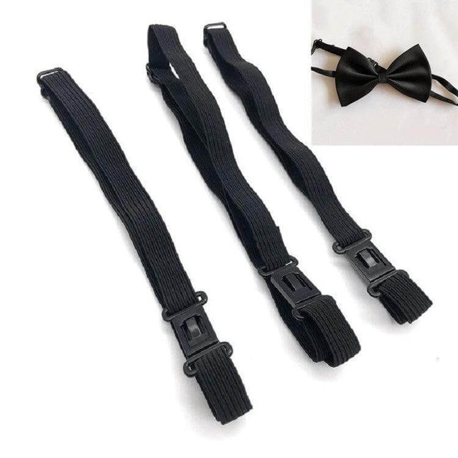 DIY Bow Tie Adjustment Strap 53x1cm for Shirts and Suits - black elastic replacement strap with snap closure for bow ties, shirts and suits