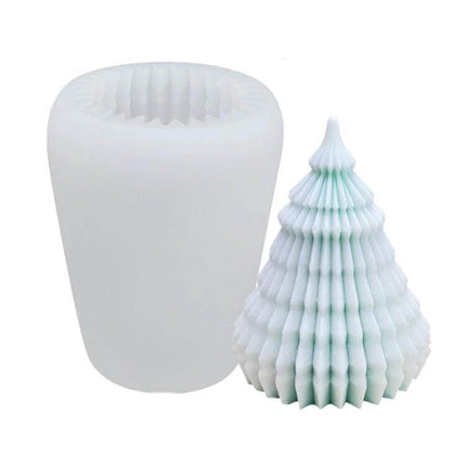 DIY Christmas Candle Silicone Mold Santa Shape For DIY Aromatherapy white silicone tree mold with finished layered Christmas tree candle
