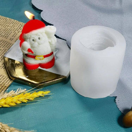 DIY Christmas Candle Silicone Mold Santa Shape For DIY Aromatherapy mold with finished Santa candle and plain white cavity for wax crafting