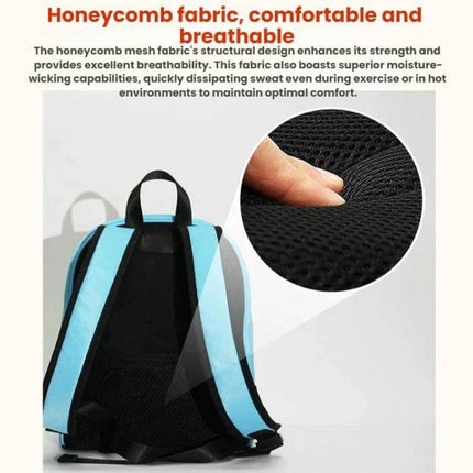 DIY Pattern Backpack With LED Display For Everyday School Use - rear view showing honeycomb breathable mesh fabric and padded straps