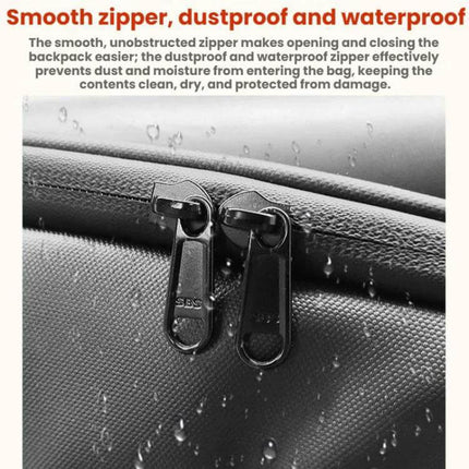 DIY Pattern Backpack With LED Display For Everyday School Use showing smooth dustproof waterproof zipper close-up with water droplets