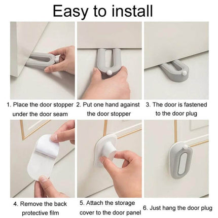 Donut Door Stopper Hole-Free For Quiet Home Protection - gray adhesive donut door stopper under door, easy tool-free installation