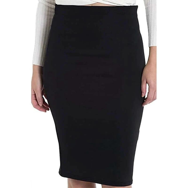 Double Layer Sheath High Waist A Line Skirt Black Office Wear - mid-length black double-layer sheath skirt with high waist for office and formal wear