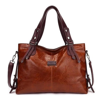 Retro Soft Leather Shoulder Tote Bag Large Capacity For Daily Use