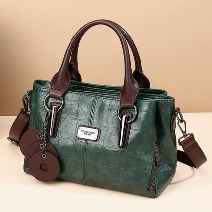 Retro Contrast Large Capacity PU Shoulder Bag For Daily Use