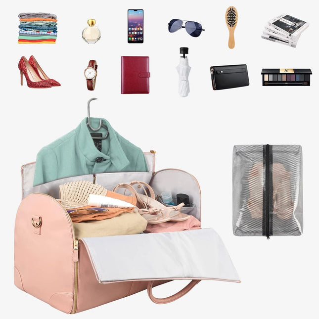 Large Foldable Travel Duffle Bag Waterproof Pink Tote