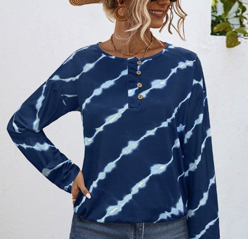 Striped Round Neck Long Sleeve T-Shirt