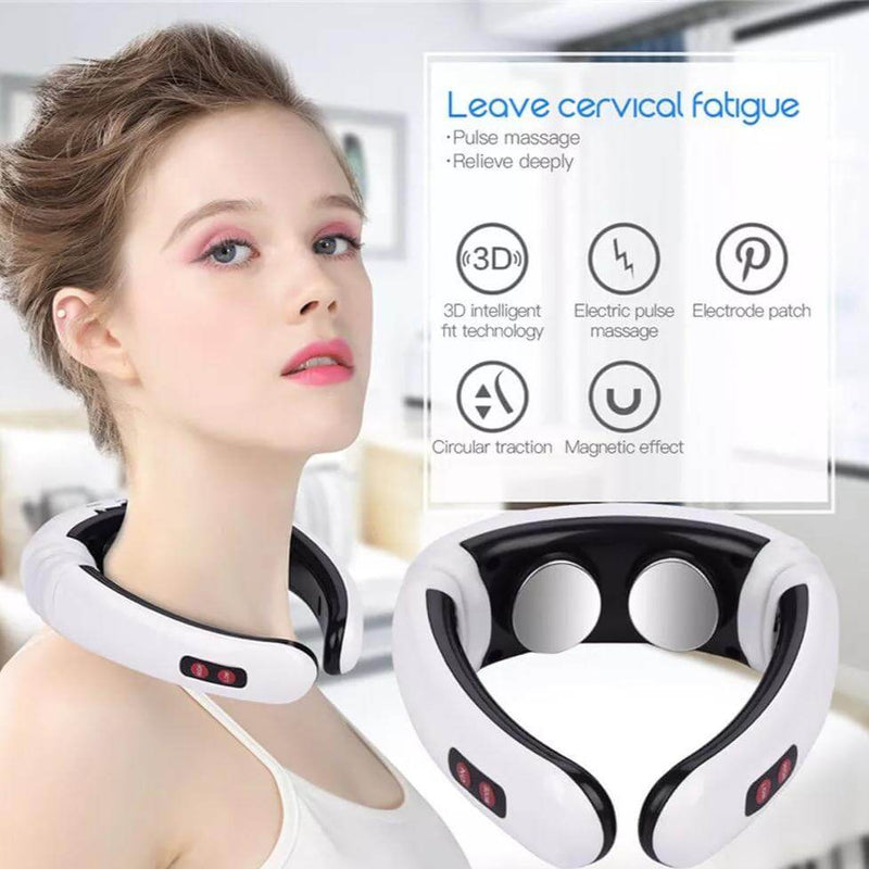 Ergonomic Electric Neck and Body Massager with Magnetic Pulse Therapy and Customizable Settings