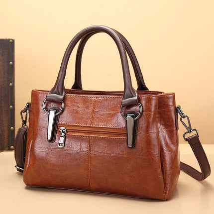 Retro Contrast Large Capacity PU Shoulder Bag For Daily Use