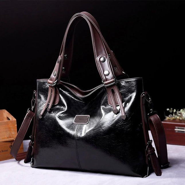 Retro Soft Leather Shoulder Tote Bag Large Capacity For Daily Use