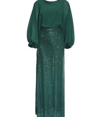 Chic Plus Size African Beaded Chiffon Evening Gown for Special Occasions Green