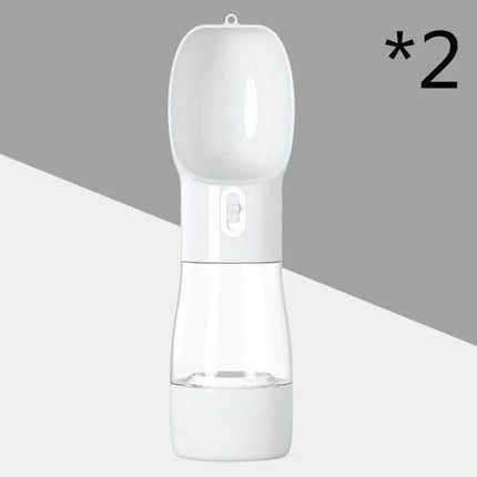 Portable Dog Water Bottle With Food Compartment For Travel white dual-chamber portable pet water and food dispenser
