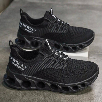 Breathable Mesh Casual Running Shoes For Everyday Comfort black knit low heel trainers with ventilated sole for walking and commuting