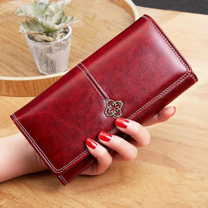 Women's Retro Long Zipper Travel Pouch Large Capacity Bag