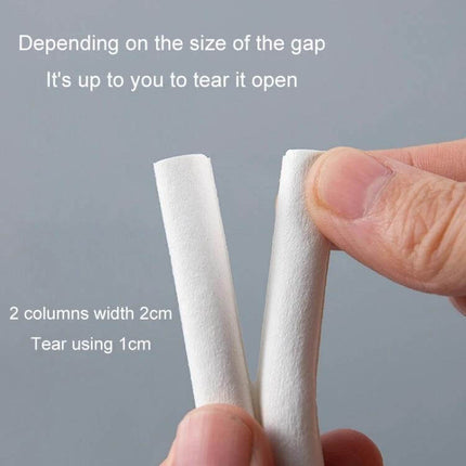 Sealing Strips for Doors and Windows, 250 cm Long, Windproof - close-up of soft EPDM foam strip being torn to adjust width for gap sealing