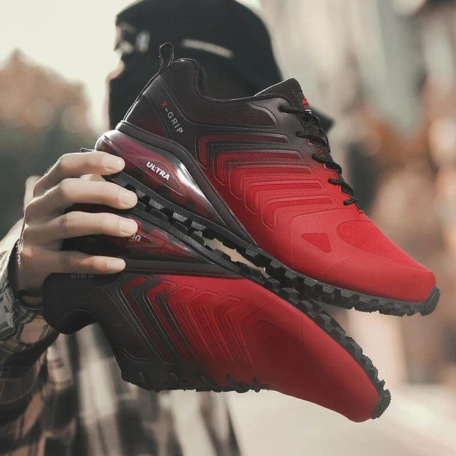 Extra Large Mens Water Repellent Hiking Sneakers For Everyday Use - red breathable mesh low-top with non-slip molded sole
