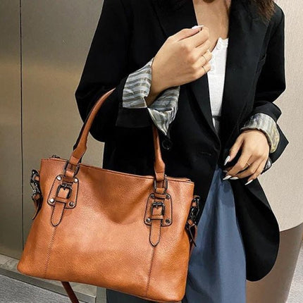 Women's Embossed PU Shoulder Bag Large Capacity For Everyday Use