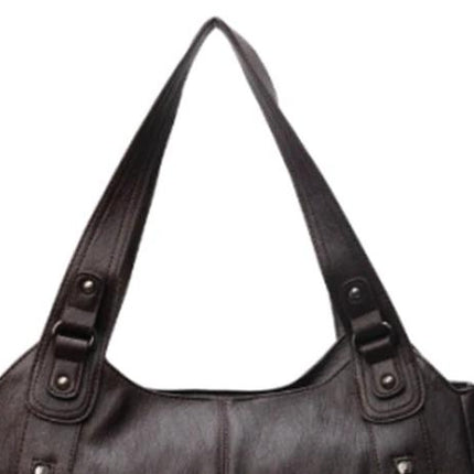 Retro European Style PU Handbag For Daily Use In Black Or Brown