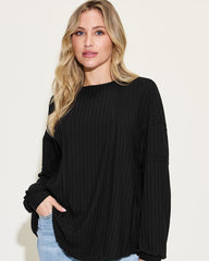 Basic Bae Full Size Ribbed Round Neck Long Sleeve T-Shirt