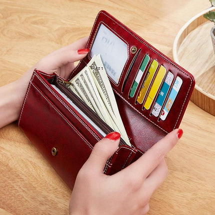 Women's Retro Long Zipper Travel Pouch Large Capacity Bag