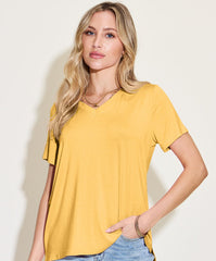 Basic Bae Bamboo Full Size V-Neck High-Low T-Shirt