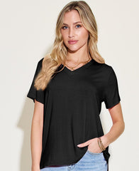 Basic Bae Bamboo Full Size V-Neck High-Low T-Shirt