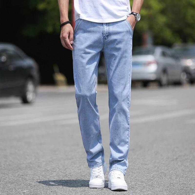 Men's Casual Straight Fit Jeans - Lightweight Loose Long Pants