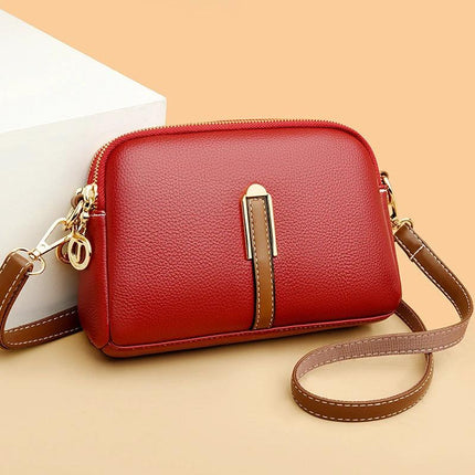 Simple Shoulder Messenger Bag With Textured PU