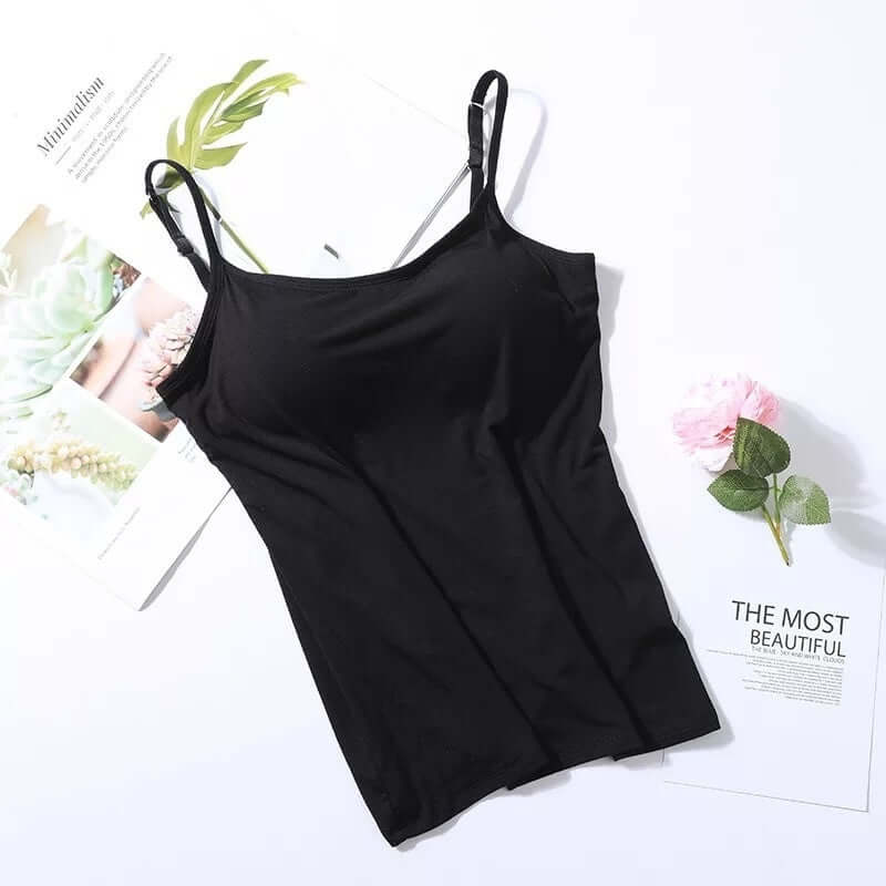 Women's black modal long sling vest, perfect for comfort and versatility in daily wear.