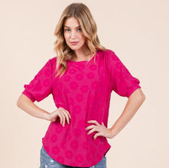 BOMBOM Textured Floral Pattern Top